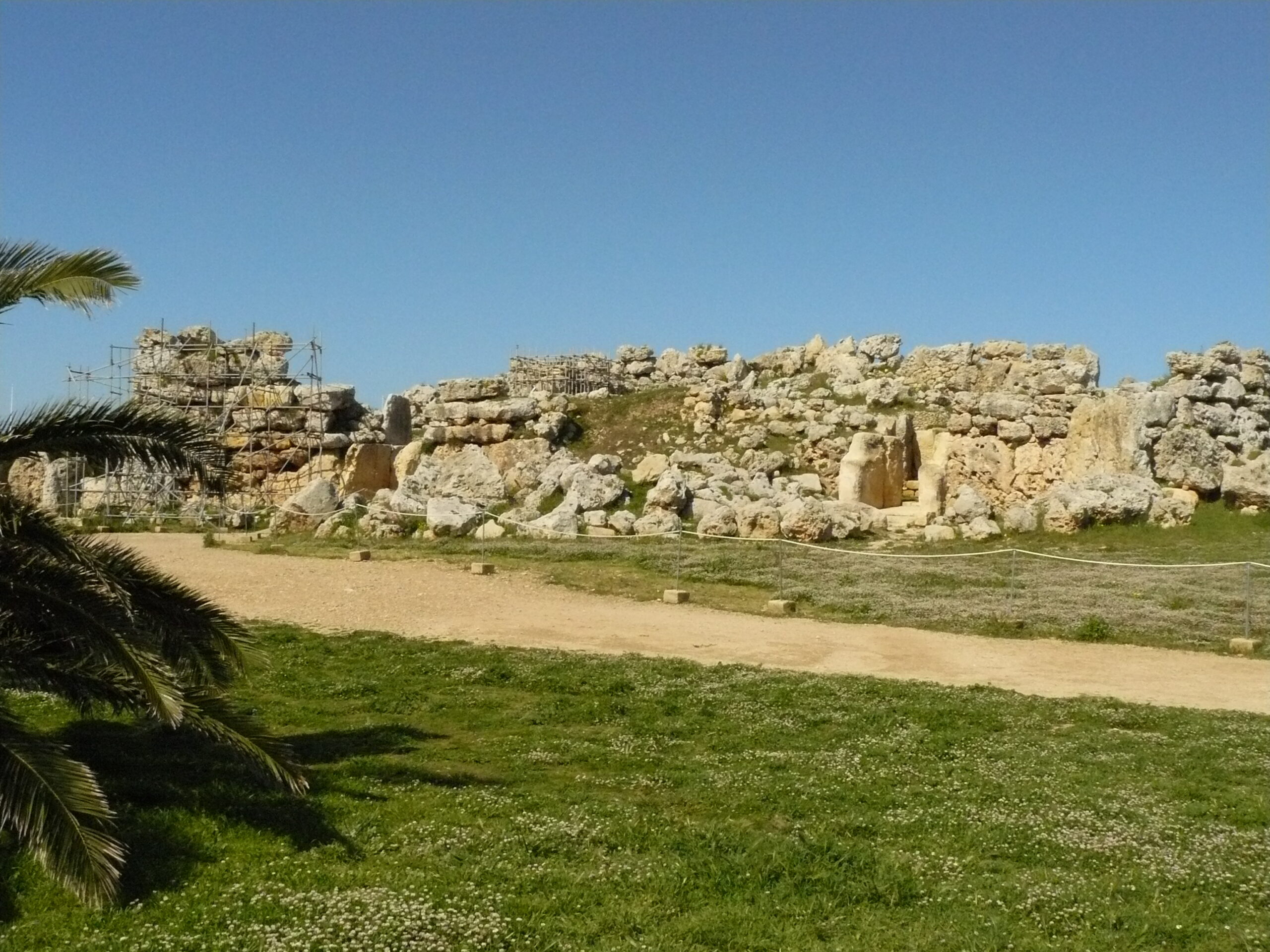 Ggantija temples, facade with entrances Malta temple researcher